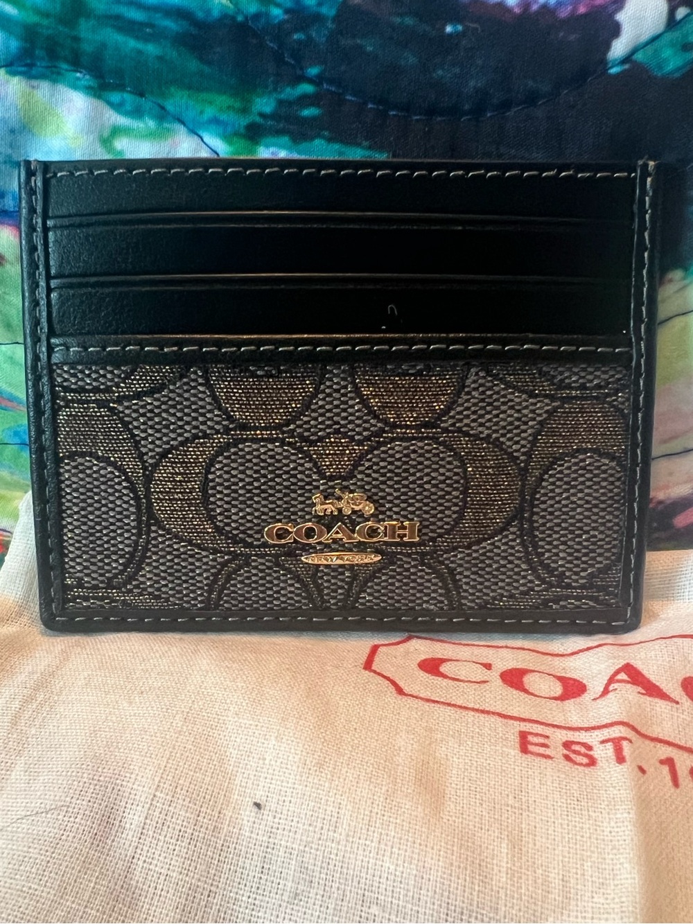 Coach Crystal Jacquard wallet card holder